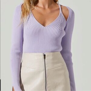 Lavender Ribbed Knit Sweater